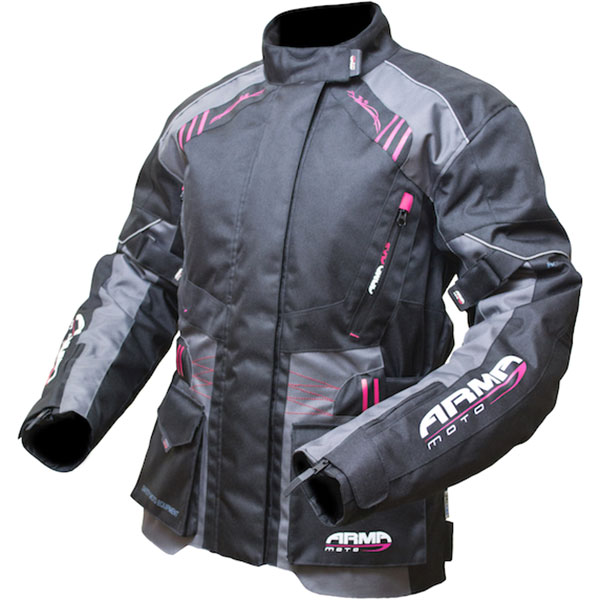 Image of ARMR Moto Ladies Kiso 2 Textile Jacket - Black / Grey / Fuchsia