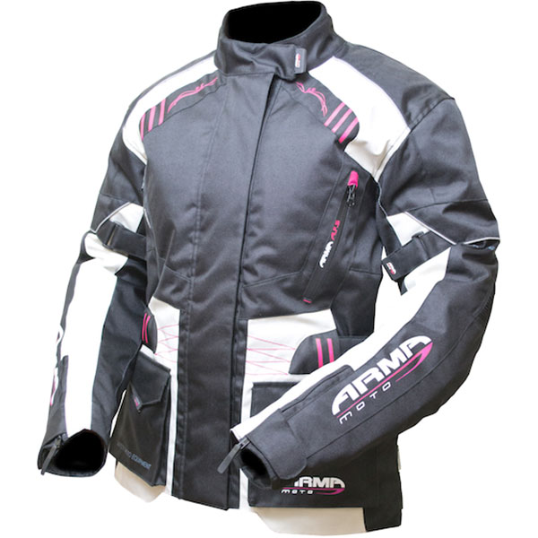 Image of ARMR Moto Ladies Kiso 2 Textile Jacket - Black / Stone / Fuchsia