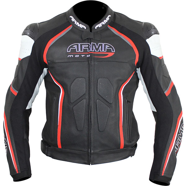 Image of ARMR Moto Harada R Leather Jacket - Black / Red