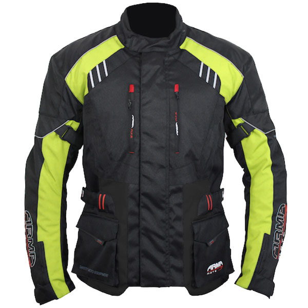 Image of ARMR Moto Kiso 3 Textile Jacket - Black / Fluorescent Yellow