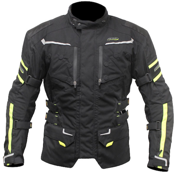 Image of ARMR Moto Kumaji Textile Jacket 2 - Black / Fluo Yellow