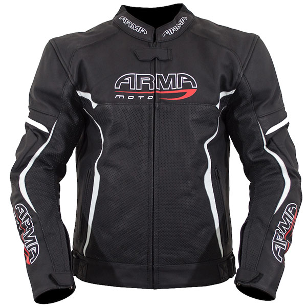 Image of ARMR Moto Raiden Leather Jacket - Black / White