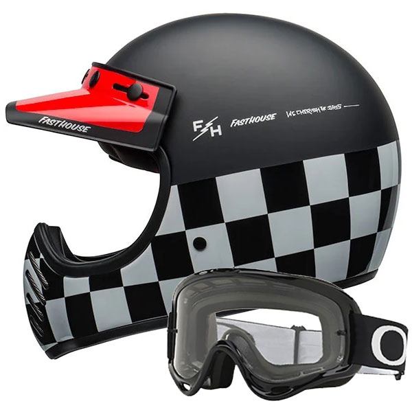 Image of Bell Moto 3 - Fasthouse Checkers Matt / Gloss Black / White / Red