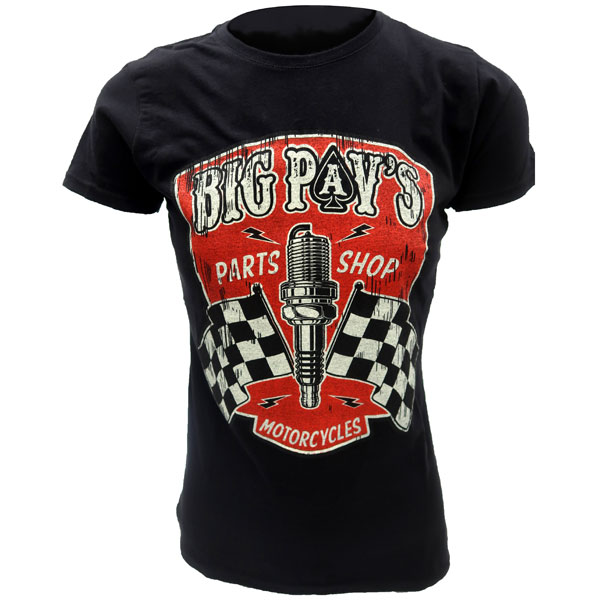 Image of Big Pav's Parts Shop Ladies T-Shirt - Black