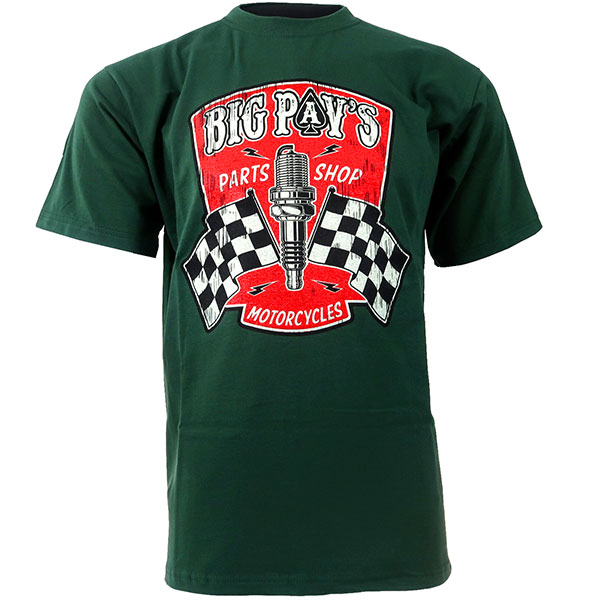 Image of Big Pav's Parts Shop T-Shirt - Bottle Green