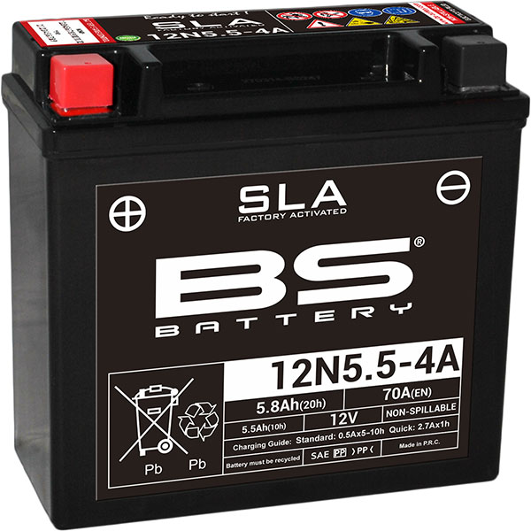 Image of BS Batteries Motorcycle Battery - SLA Sealed Lead Acid 12N5.5-4A