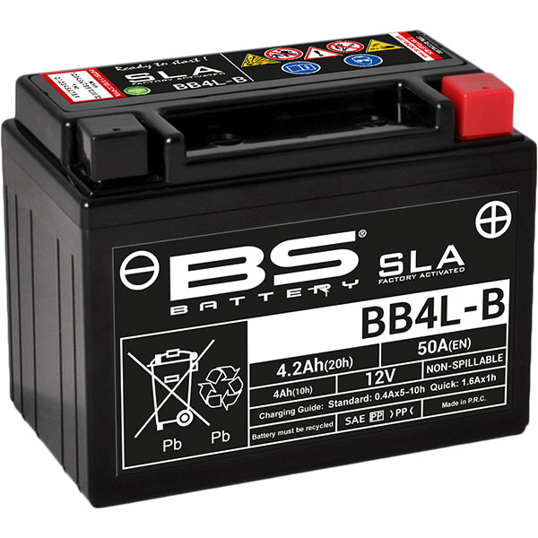 Image of BS Batteries Motorcycle Battery - SLA Sealed Lead Acid BB4L-B / YB4L-B