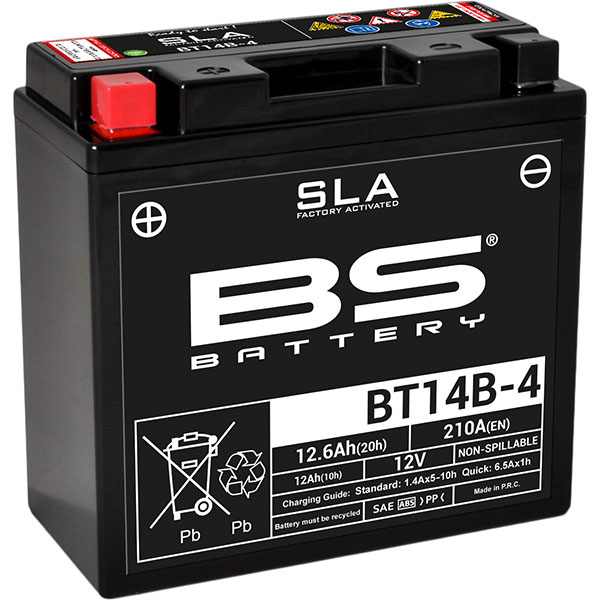 Image of BS Batteries Motorcycle Battery - SLA Sealed Lead Acid BT14B-4 / YT14B-BS