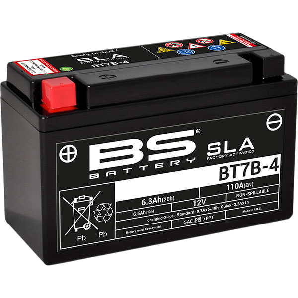 Image of BS Batteries Motorcycle Battery - SLA Sealed Lead Acid BT7B-4 / YT7B-BS