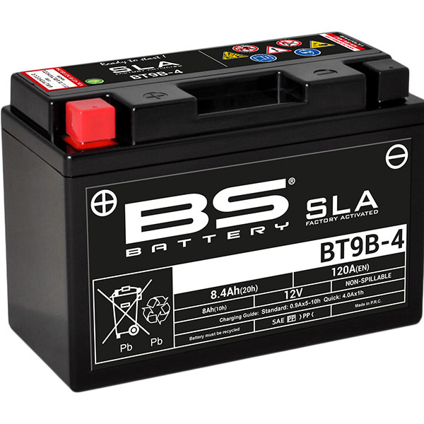 Image of BS Batteries Motorcycle Battery - SLA Sealed Lead Acid BT9B-4 / YT9B-BS