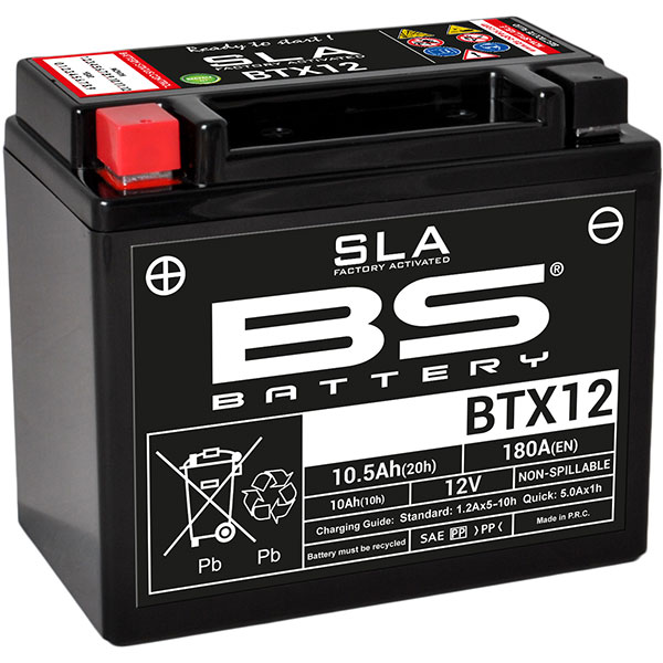 Image of BS Batteries Motorcycle Battery - SLA Sealed Lead Acid BTX12 / YTX12-BS