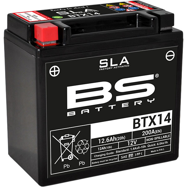 Image of BS Batteries Motorcycle Battery - SLA Sealed Lead Acid BTX14 / YTX14-BS