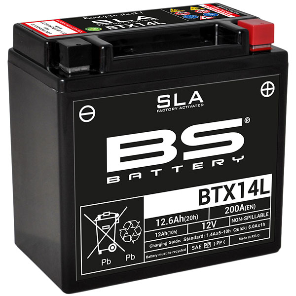 Image of BS Batteries Motorcycle Battery - SLA Sealed Lead Acid BTX14L / YTX14L-BS