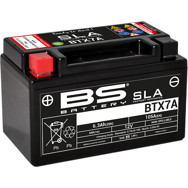 Image of BS Batteries Motorcycle Battery - SLA Sealed Lead Acid BTX7A / YTX7A-BS