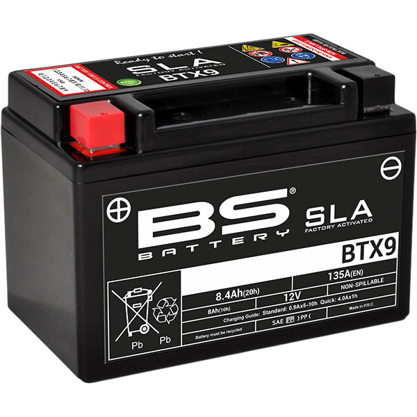 Image of BS Batteries Motorcycle Battery - SLA Sealed Lead Acid BTX9 / YTX9-BS