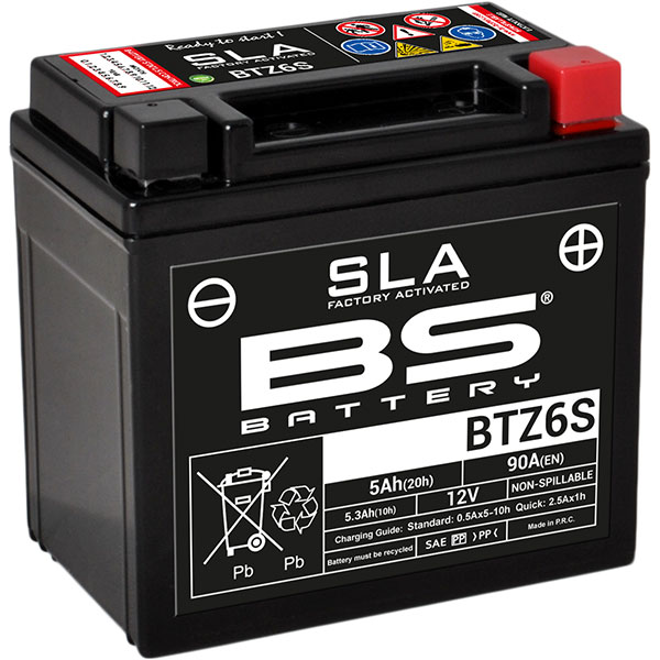 Image of BS Batteries Motorcycle Battery - SLA Sealed Lead Acid BTZ6S / YTZ6V