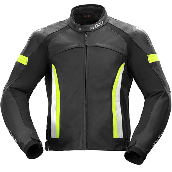 Image of Buse Ladies Dervio Leather Jacket - Black / White / Yellow