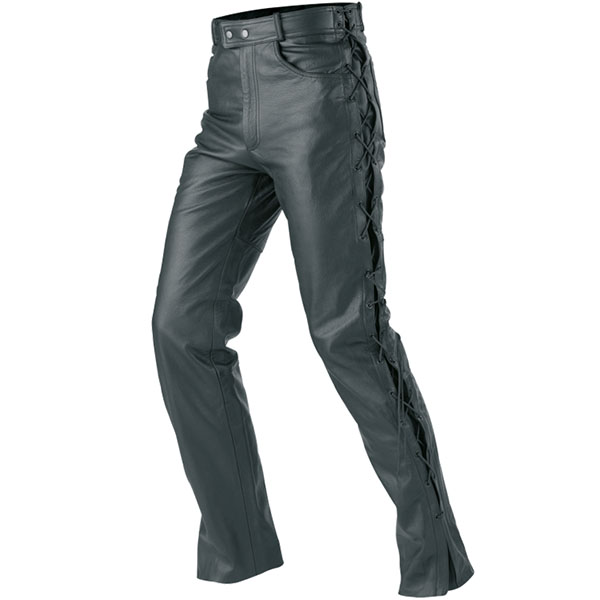 Image of Buse Ladies Drawstring Leather Jeans - Black