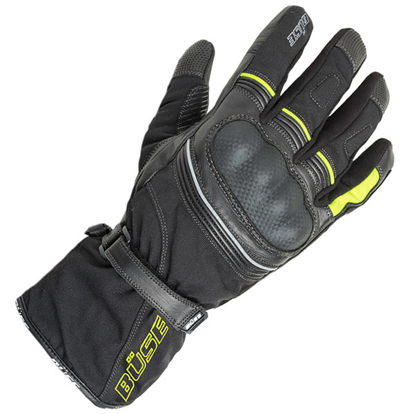 Image of Buse Toursport Textile Gloves - Black / Neon Yellow