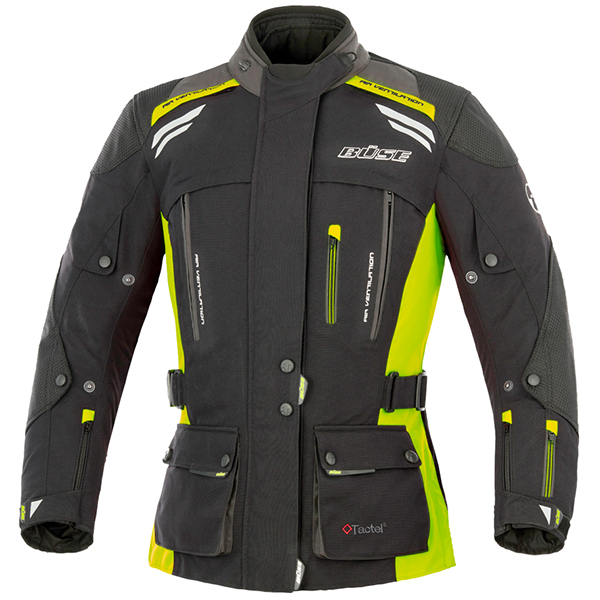 Image of Buse Ladies Highland Textile Jacket - Black / Neon Yellow