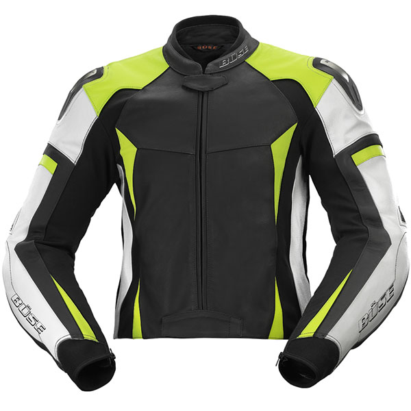 Image of Buse Laguna Leather Jacket - Black / White / Yellow