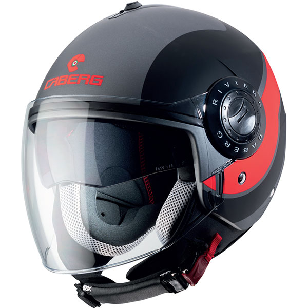 Image of Caberg Riviera V3 Sway - Matt Gun / Fluo Red