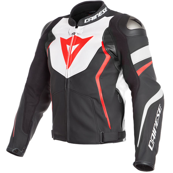 Image of Dainese Avro 4 Leather Jacket - Matt Black / White / Fluo Red