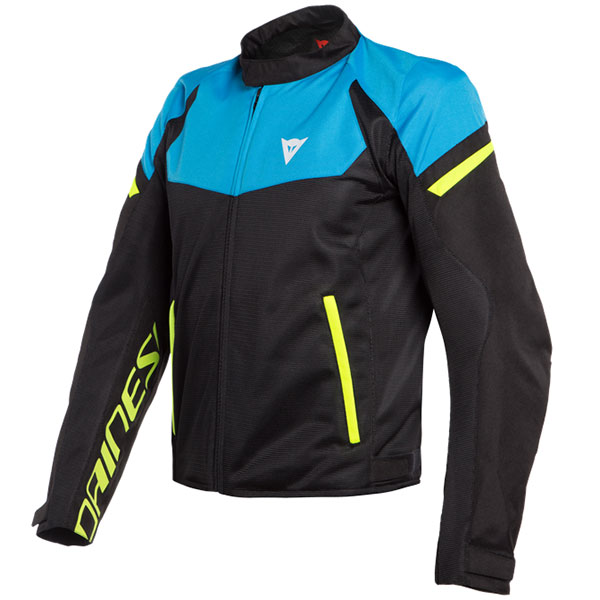 Image of Dainese Bora Air Textile Jacket - Black / Fire Blue / Fluo Yellow