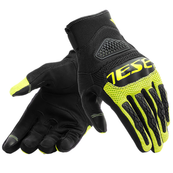 Image of Dainese Bora Textile Gloves - Black / Fluo Yellow