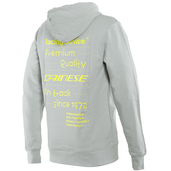 Dainese Paddock Hoodie - Glacier Grey / Fluo Yellow - FREE UK DELIVERY