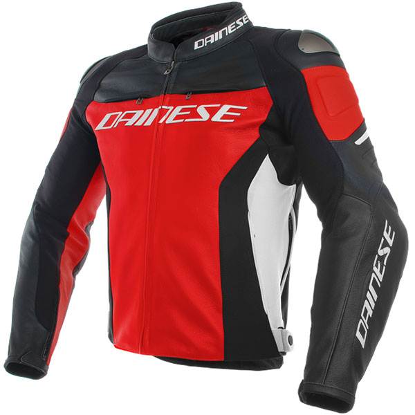 Image of Dainese Racing 3 Leather Jacket - Red / Black / White