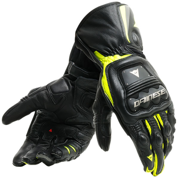 Image of Dainese Steel Pro Leather Gloves - Black / Fluo Yellow