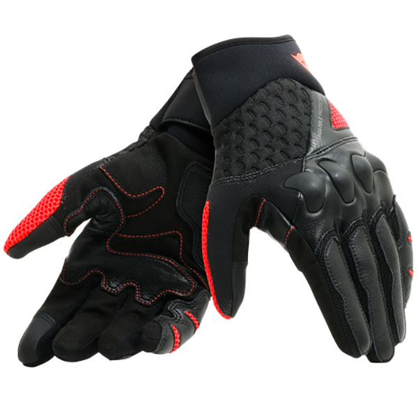 Image of Dainese X-Moto Leather Gloves - Black / Fluo Red