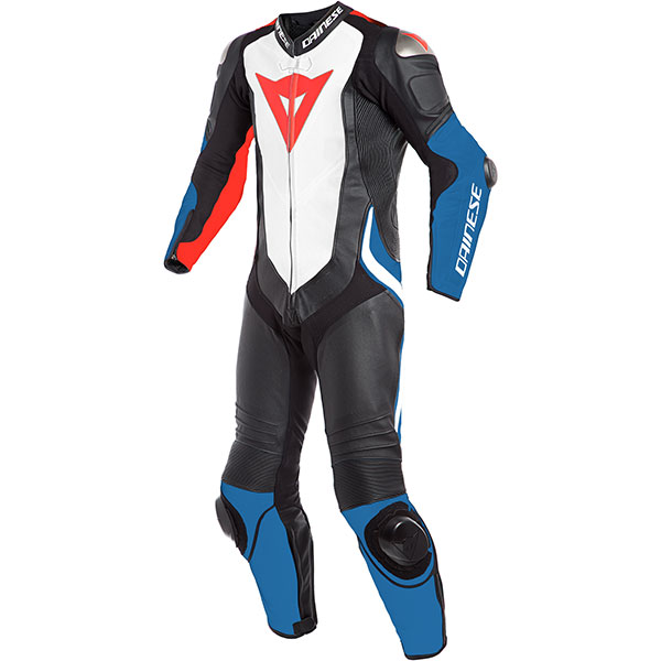 Image of Dainese Laguna Seca 4 Perforated 1 Piece Leather Suit - Black / White / Light Blue