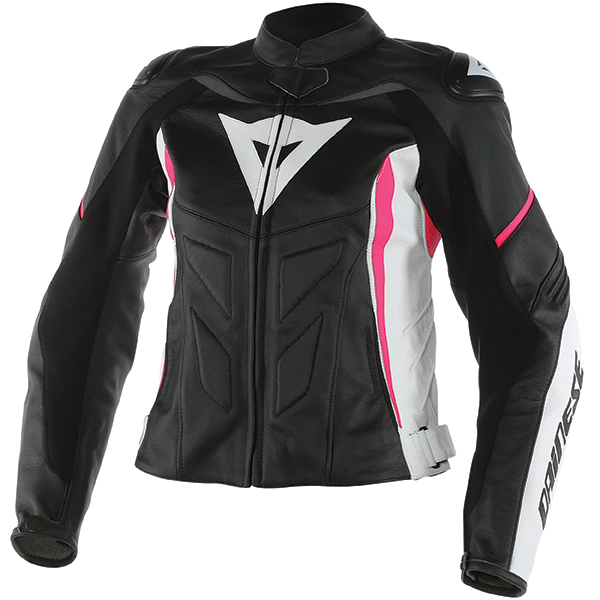 Image of Dainese Avro D1 Lady Leather Jacket - Black / White / Fuschia