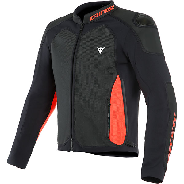 Image of Dainese Intrepida Perforated Jacket - Black / Black Matt / Fluo Red