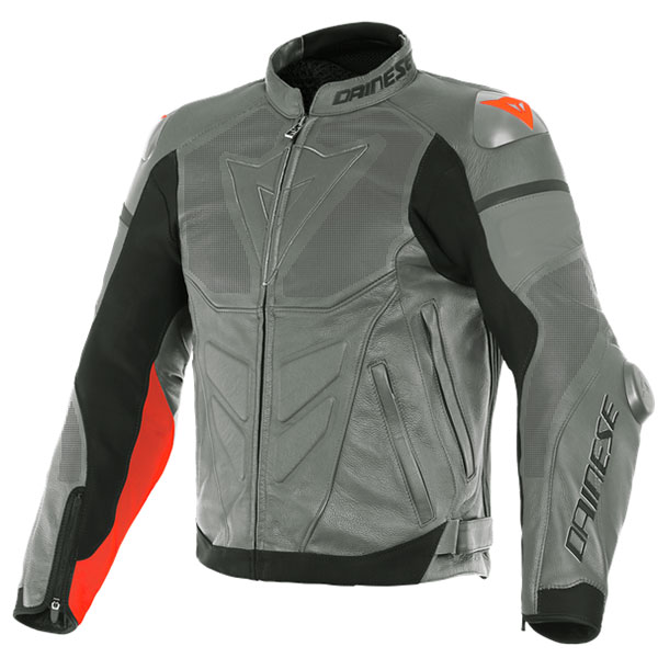 Dainese Super Race Perforated Leather Jacket Charcoal Grey