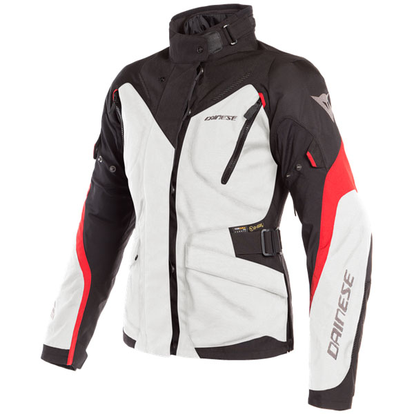 Image of Dainese Ladies Tempest 2 D-Dry Textile Jacket - Light Grey / Black / Tour Red