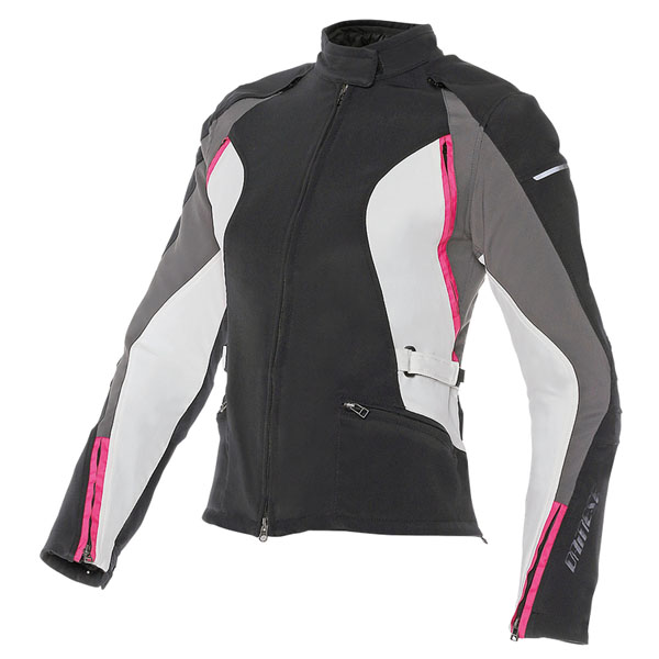 Image of Dainese Arya Lady Textile Jacket - Black / Dark Gull Grey / Fuchsia