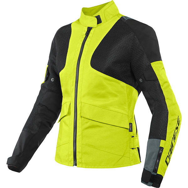 Image of Dainese Ladies Air Tourer Textile Jacket - Fluo Yellow / Ebony / Black