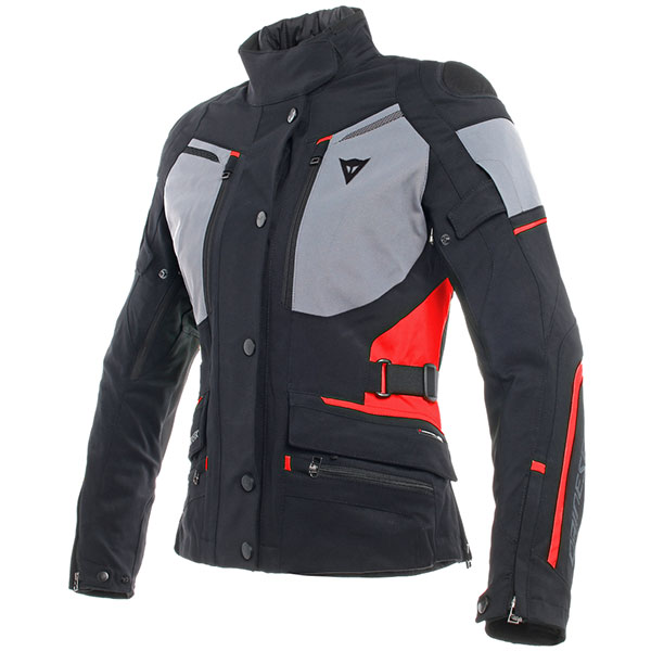 Image of Dainese Ladies Carve Master 2 Gore-Tex Textile Jacket - Black / Frost Grey / Red