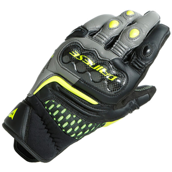 Image of Dainese Carbon 3 Short Gloves - Black / Charcoal Grey / Fluo Yellow