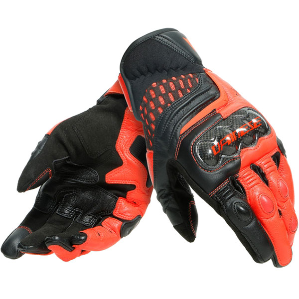 Image of Dainese Carbon 3 Short Gloves - Black / Fluo Red