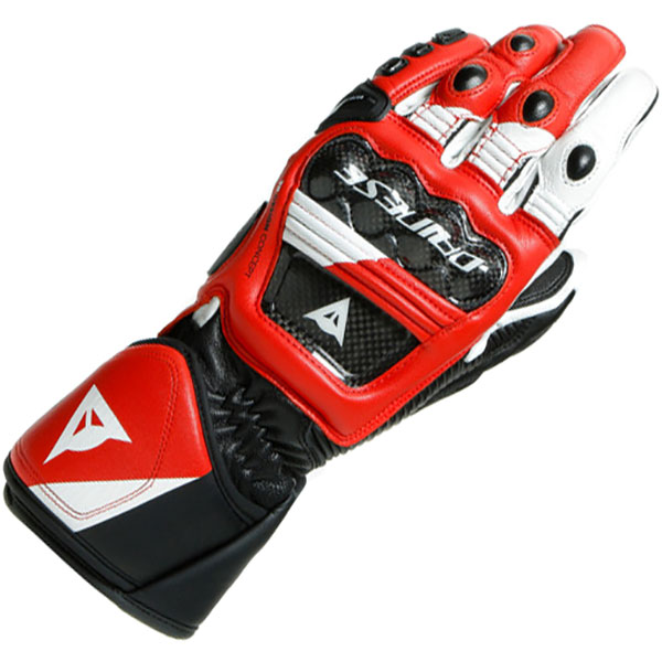 Image of Dainese Druid 3 Leather Gloves - Black / White / Lava Red