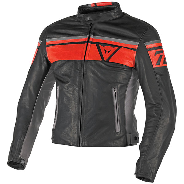 Image of Dainese Blackjack Leather Jacket - Black / Red