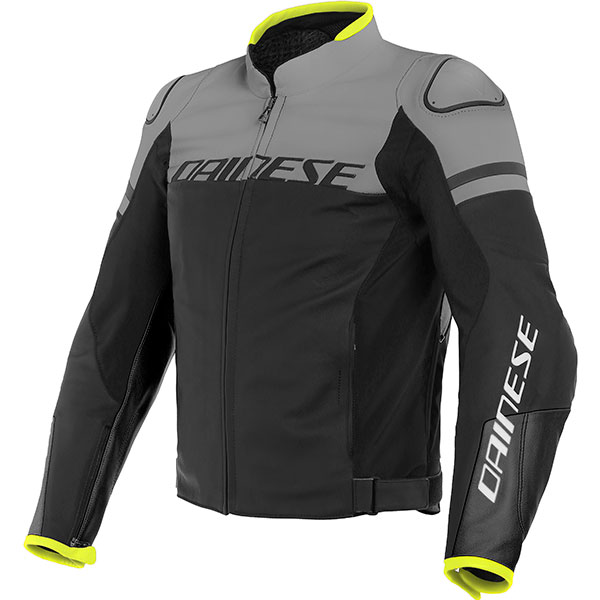 Image of Dainese Agile Leather Jacket - Matt Black / Charcoal Grey