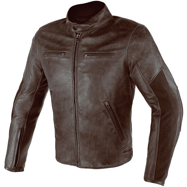 Image of Dainese Stripes D1 Leather Jacket - Dark Brown