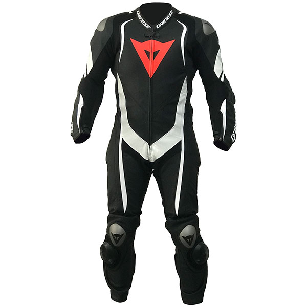 Image of Dainese Kyalami Perforated 1 Piece Leather Suit - Black / White / White