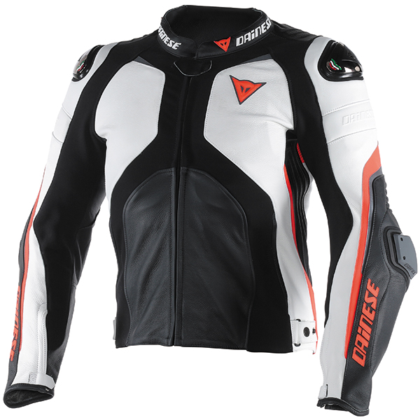 Dainese Super Rider Leather Jacket Black White Fluo Red Free Dainese Super Rider Leather Jacket Black White Fluo Red Thumb 0