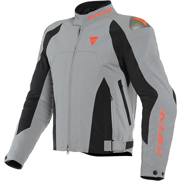 Image of Dainese Indomita D-Dry XT Textile Jacket - Frost Grey / Black Matt / Fluo Red